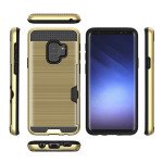 Wholesale Galaxy S9 Credit Card Armor Hybrid Case (Gold)